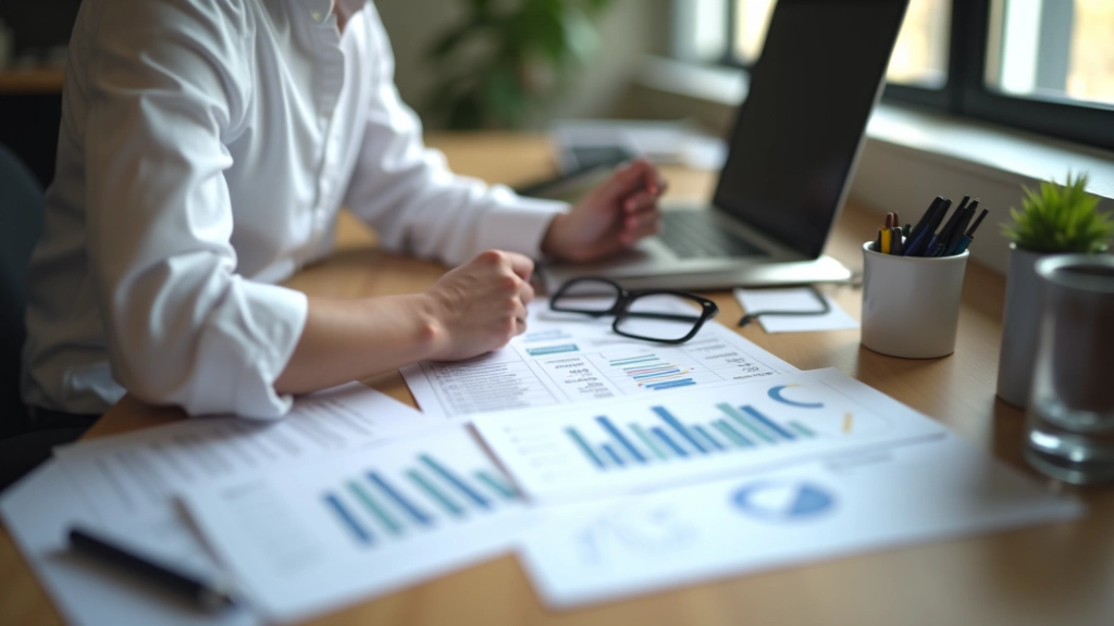 Analytik studující ekonomické údaje na pracovním stole