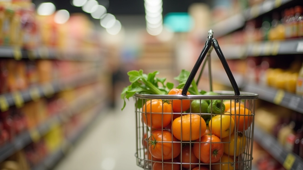 Nákupní taška s potravinami a peněženka zobrazující vliv inflace na spotřebitele