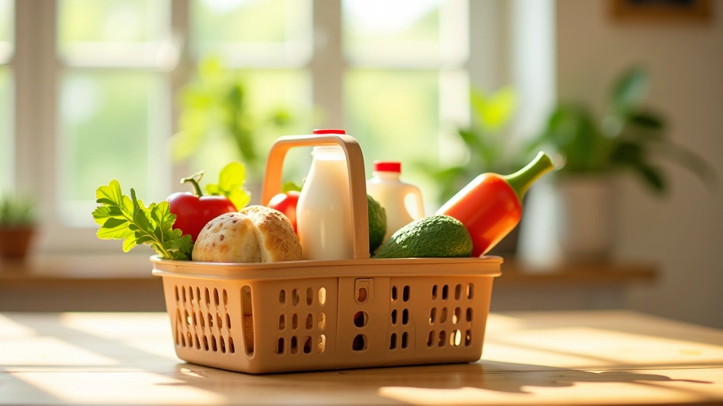 Nákupní košík s různými produkty reprezentujícími cenový koš